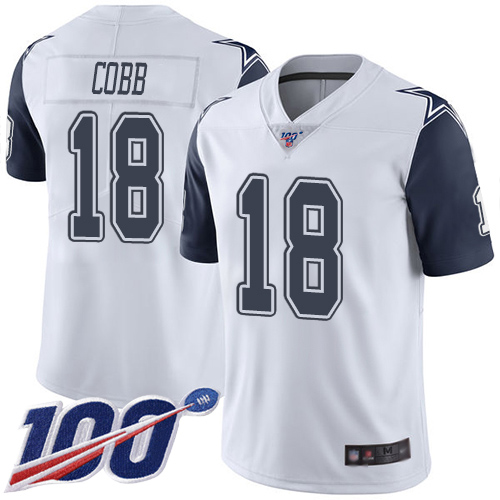 Men Dallas Cowboys Limited White Randall Cobb #18 100th Season Rush Vapor Untouchable NFL Jersey
